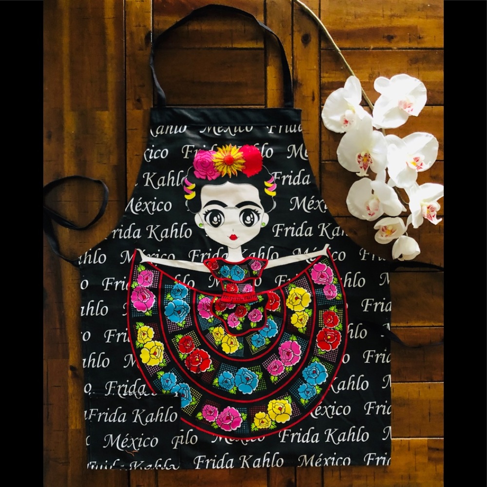 Frida Kahlo black one pocket apron adult